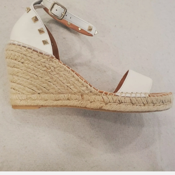 ANTHROPOLOGIE STUD OPEN TOE WEDGE SANDALS HEELS - Picture 4 of 7